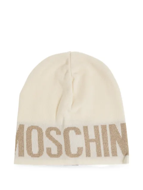 Moschino logo-knit beanie hat Neutrals 65165M2997