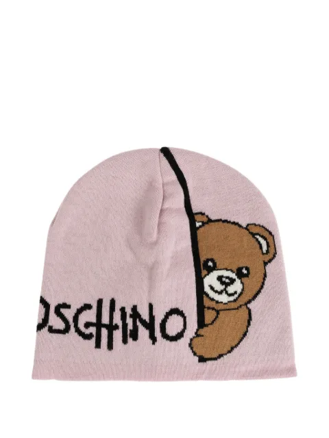 Moschino logo-print Teddy Bear beanie hat Pink 65417M3466