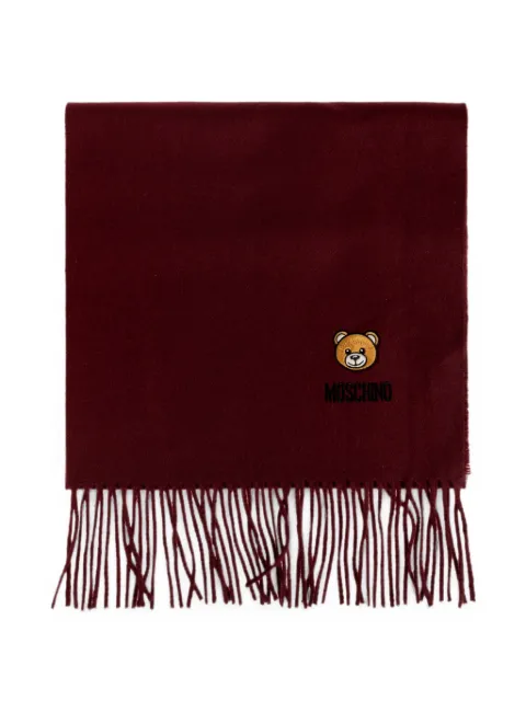 Moschino Teddy Bear fringed scarf Red 50124M5783