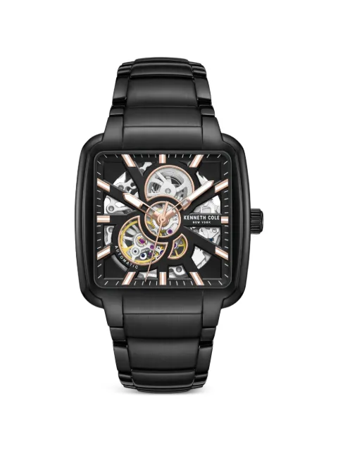 KENNETH COLE skeleton-dial square-face 40mm watch Black KCWGY0046503