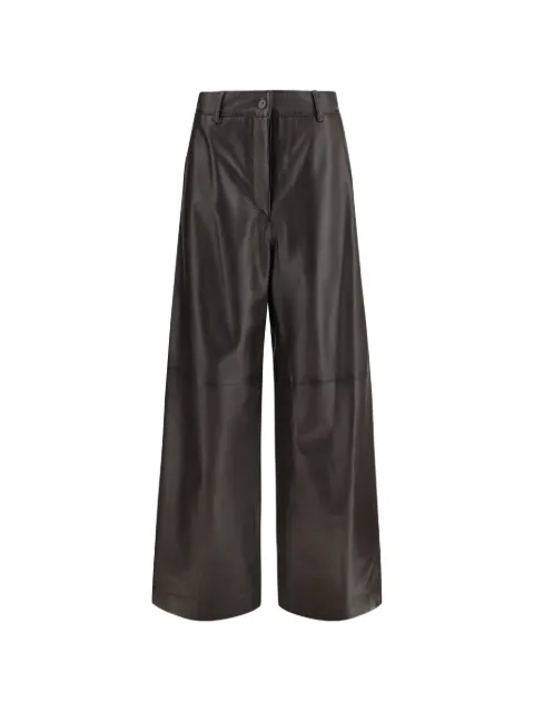 P.A.R.O.S.H. wide-leg leather trousers Brown D230778S