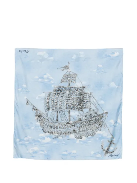 Moschino jewelled ship-print scarf Blue Q003549D0M3420V