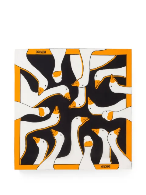 Moschino goose-print silk scarf Black Q003525D0M3424V