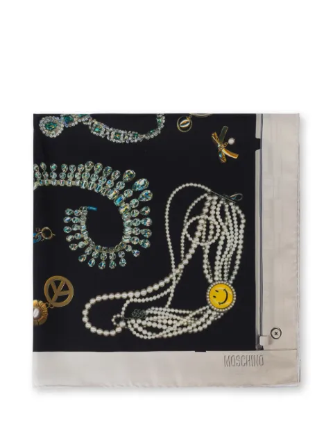 Moschino graphic-print silk scarf Black Q003549D0M3440V