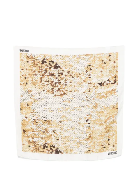Moschino sequin-print silk scarf Neutrals Q003548D0M3432V