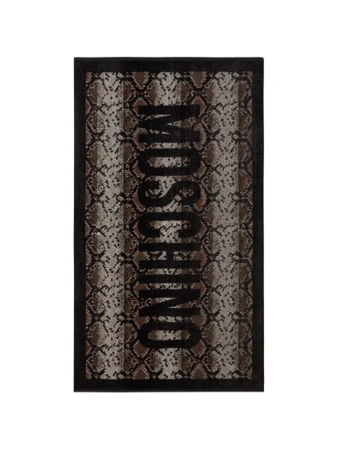 Moschino snake-print logo beach towel Black A43089430