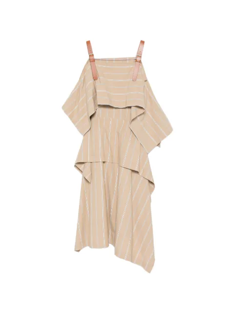 Moschino striped buckled-strap maxi dress Neutrals J04205433