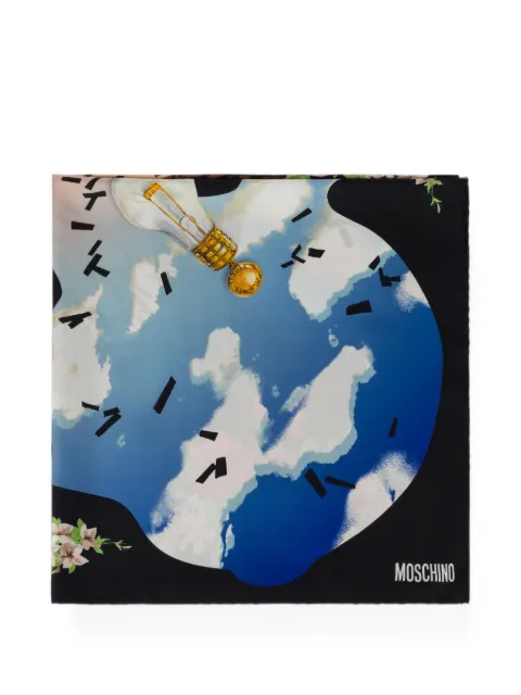 Moschino graphic-print silk scarf Black Q003549D0M3419V