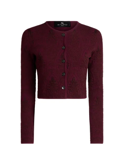 ETRO cropped jacquard cardigan with medallion motif Red WRKE0048AQ12N
