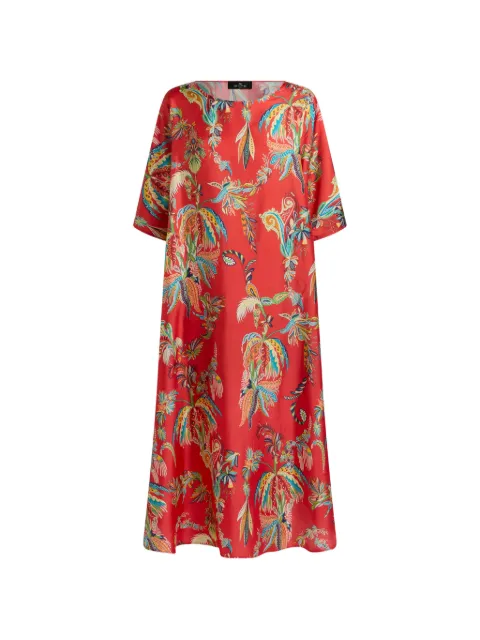 ETRO long tunic dress in silk twill with paisley foliage motif Red WRPA0035AK1C9