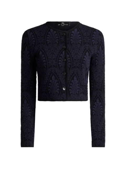 ETRO cropped jacquard cardigan with medallion motif Black WRKE0048AQ12N