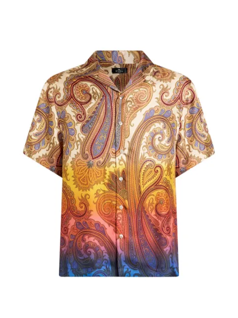 ETRO silk bowling shirt with placed degradé paisley print Neutrals MRIC001399SP12A