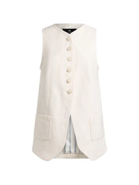 ETRO waistcoat in stretch cotton-blend jacquard with rebrodé lace Neutrals WRDA001799TUE11