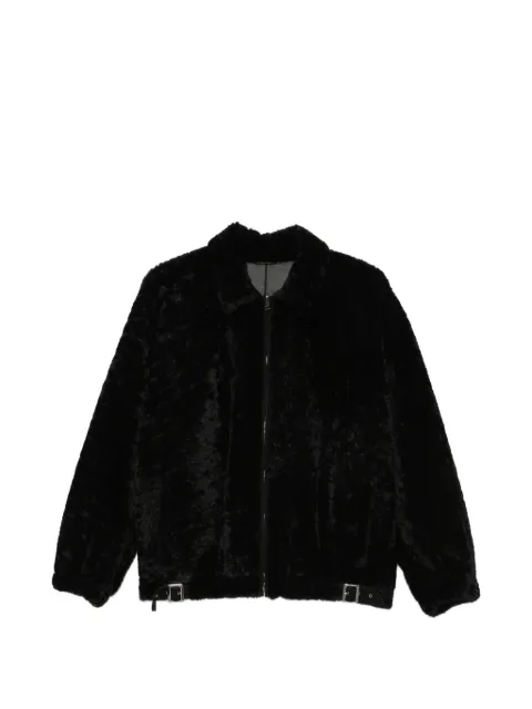 Simonetta Ravizza Strappy buckle-detail fur jacket Black F06JA422H39