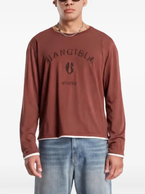 MM6 Maison Margiela logo-print long-sleeved T-shirt Brown SH0NH0024M2004