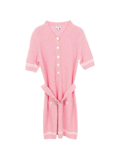 CHANEL Pre-Owned 1986-1988 lion button midi dress Pink 1094854