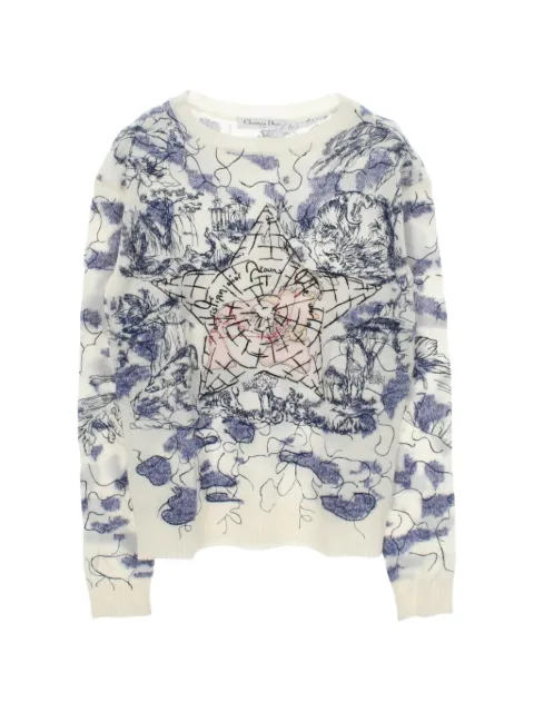 Christian Dior Pre-Owned 2010s Around The World embroidered sweater White 1082556