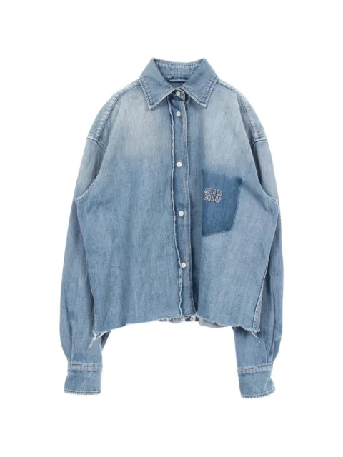 Miu Miu Pre-Owned 2010s logo-detail denim shirt Blue 1089328