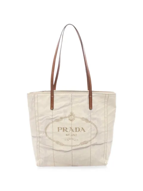 Prada Pre-Owned 2000s logo-print tote bag Neutrals 1097134