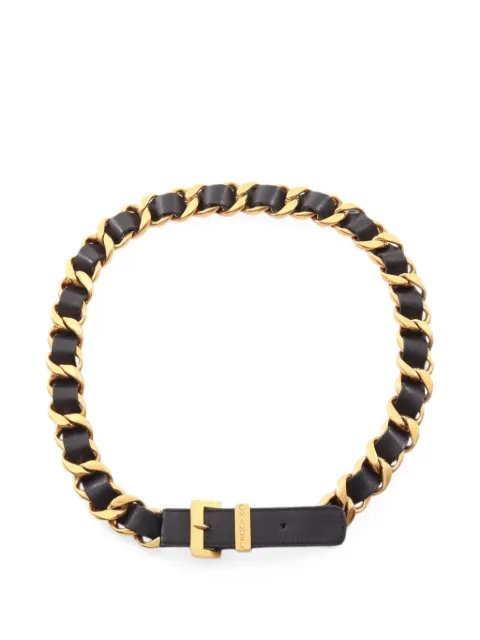 CHANEL Pre-Owned 1986-1988 chain-link leather belt Black 1088537