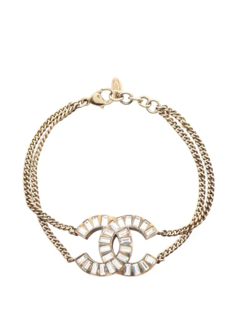 CHANEL Pre-Owned 2010 CC rhinestone bracelet Gold 109052210P
