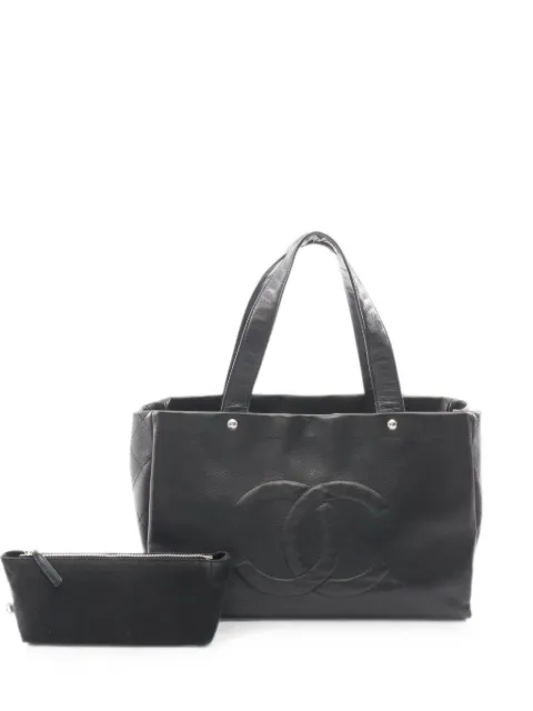 CHANEL Pre-Owned 2008-2009 matelassé CC logo tote bag Black 109548712723863