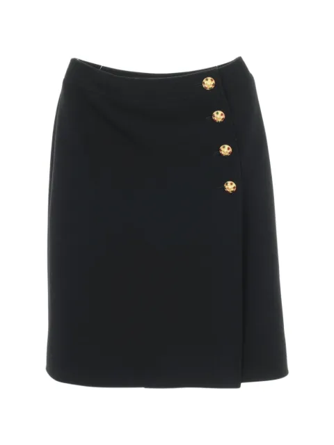 CHANEL Pre-Owned 1986-1988 Gripoix button wrap skirt Black 1095799