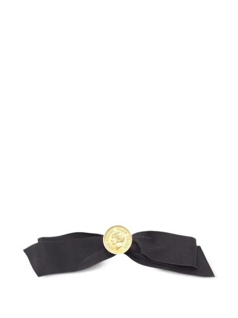 CHANEL Pre-Owned 1986-1988 ribbon medallion brooch Black 1088535