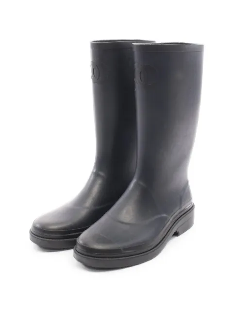 CHANEL Pre-Owned 1986-1988 Coco Mark rain boots Black 1092015