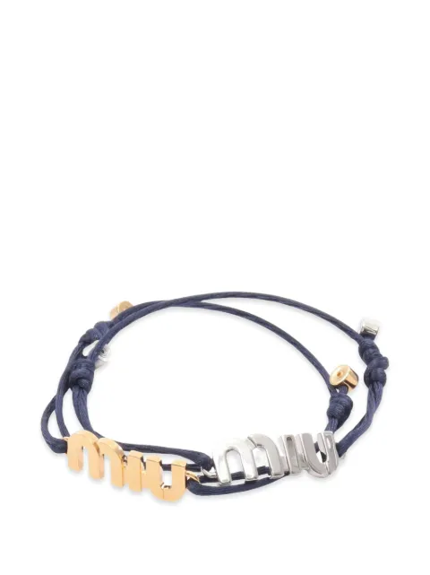 Miu Miu Pre-Owned 2020s logo-plaque bracelets set of 2 Gold 1095742