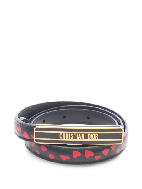 Christian Dior Pre-Owned 2010s mini heart-print logo-plaque belt Blue 1094188