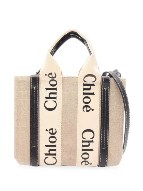 Chloé Pre-Owned 2010s Woody leather-trim handbag Neutrals 1095078