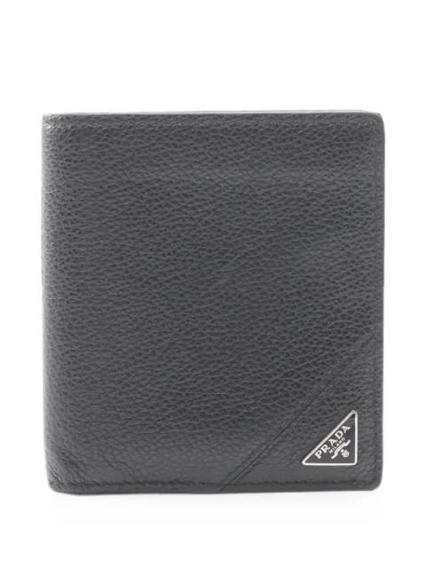 Prada Pre-Owned 2010s triangle logo leather wallet Black 1096463