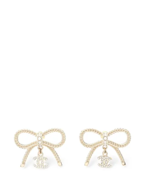 CHANEL Pre-Owned ribbon earrings Gold 1091956B24K