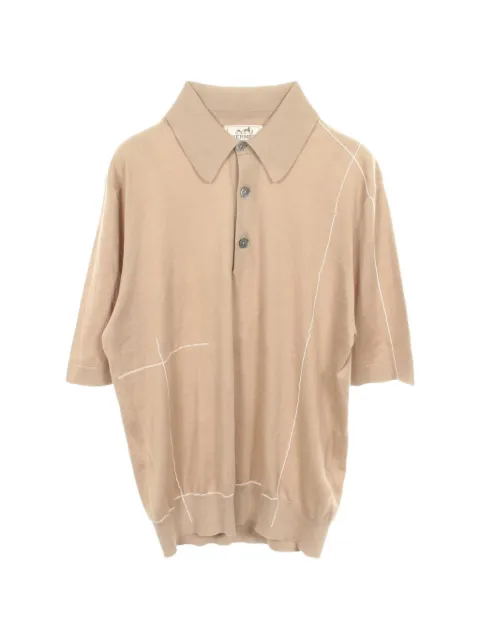 Hermès Pre-Owned 2010s contrast-stitch polo shirt Neutrals 1092443