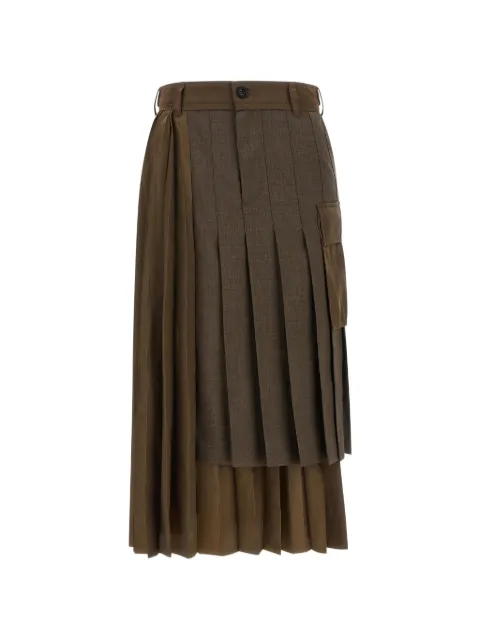 sacai asymmetrical pleated midi skirt Brown 2608569601