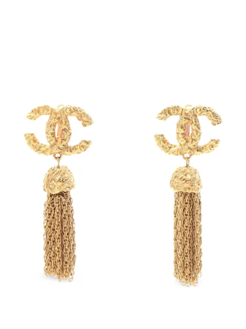 CHANEL Pre-Owned 1993 Coco Mark fringe earrings Gold 109238293A