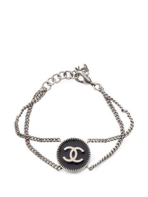 CHANEL Pre-Owned 2006 Coco Medal double chain bracelet Silver 109052306P