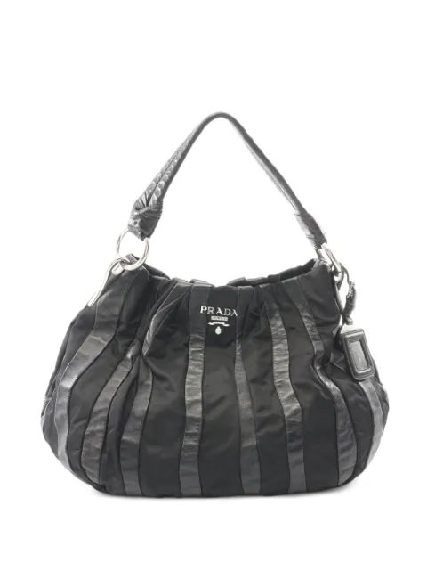 Prada Pre-Owned 2000s striped leather handbag Black 1094896