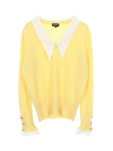 CHANEL Pre-Owned 1986-1988 V-neck sweater Yellow 1092426