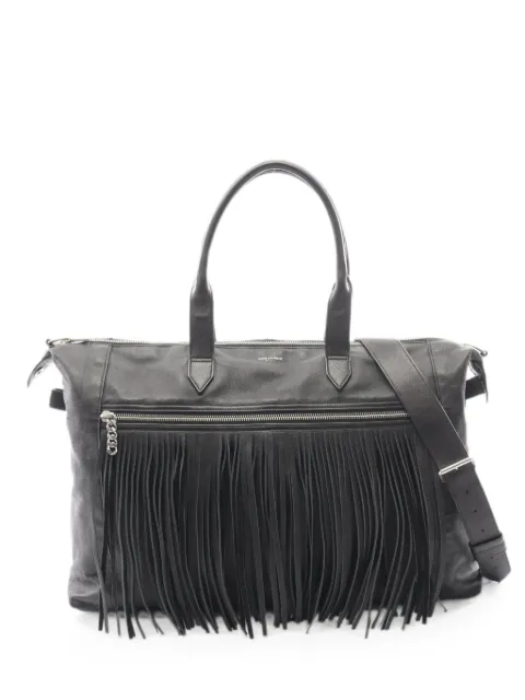 Saint Laurent Pre-Owned 2000s Fringe 2WAY leather tote bag Black 1095377