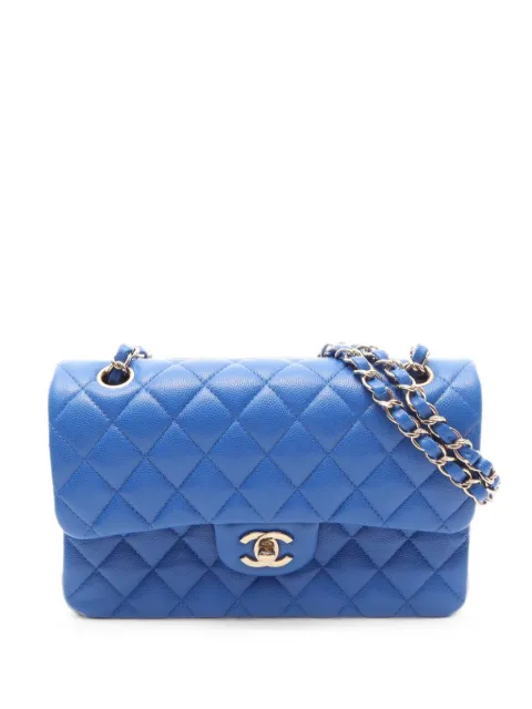 CHANEL Pre-Owned 2021 Matelassé Double Flap shoulder bag Blue 1096073
