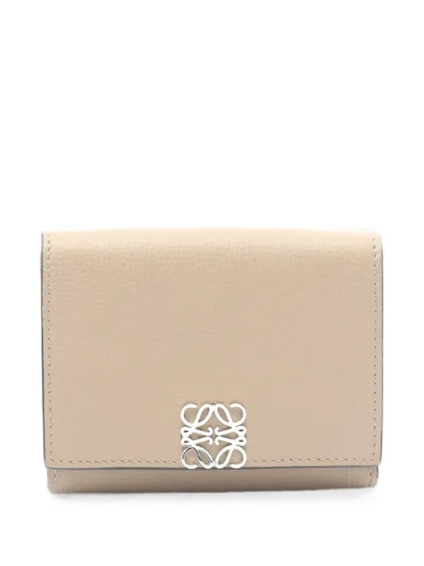 Loewe Pre-Owned 2010s Anagram-plaque trifold wallet Neutrals 1090566