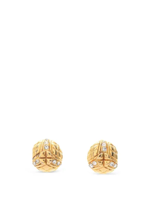 CHANEL Pre-Owned 1986-1988 matelassé round clip-on earrings Gold 1095794