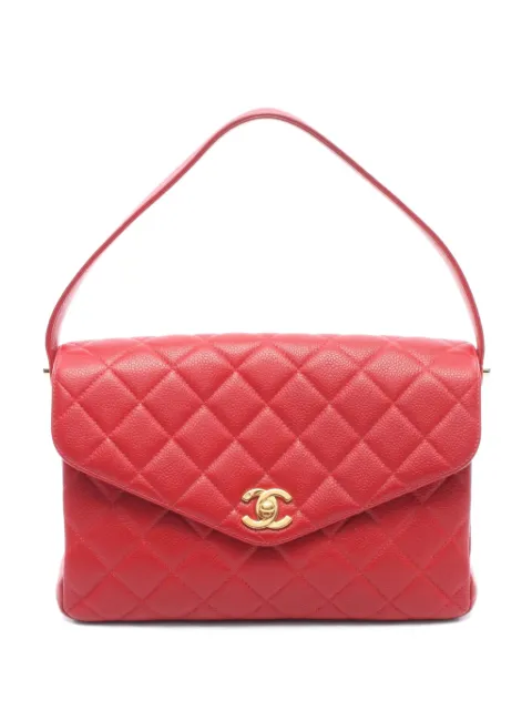 CHANEL Pre-Owned 1996-1997 V-flap-design shoulder bag Red 10947014782125