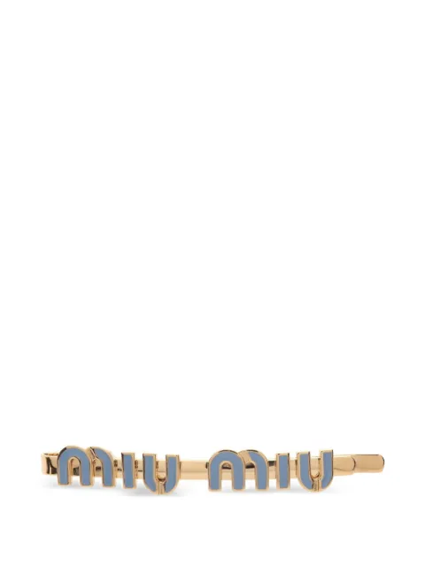 Miu Miu Pre-Owned 2020s logo-plaque hair clip Gold 1095743