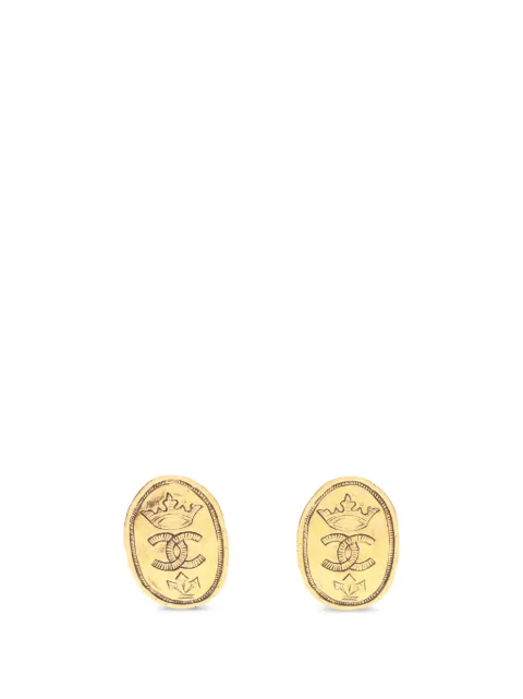 CHANEL Pre-Owned 1986-1988 CC-logo earrings Gold 1085711