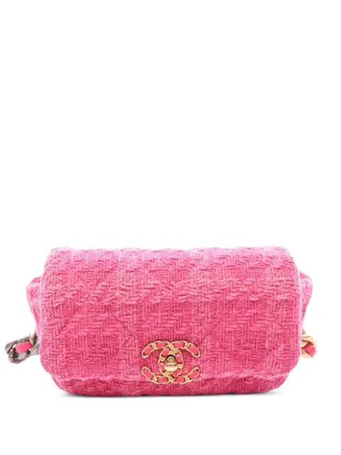 CHANEL Pre-Owned 2019 19 tweed-effect belt bag Pink 109615029045669