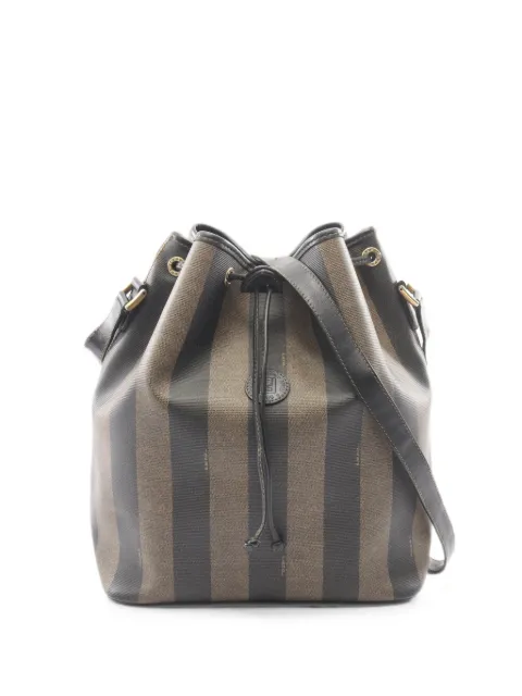 Fendi Pre-Owned 2010s logo-patch bucket bag Brown 1095002