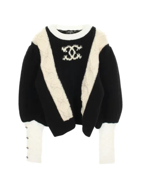 CHANEL Pre-Owned 1986-1988 cable-knit sweater Black 1091886